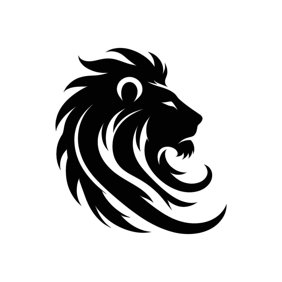 Elegant Lion Silhouette Head Up on White vector