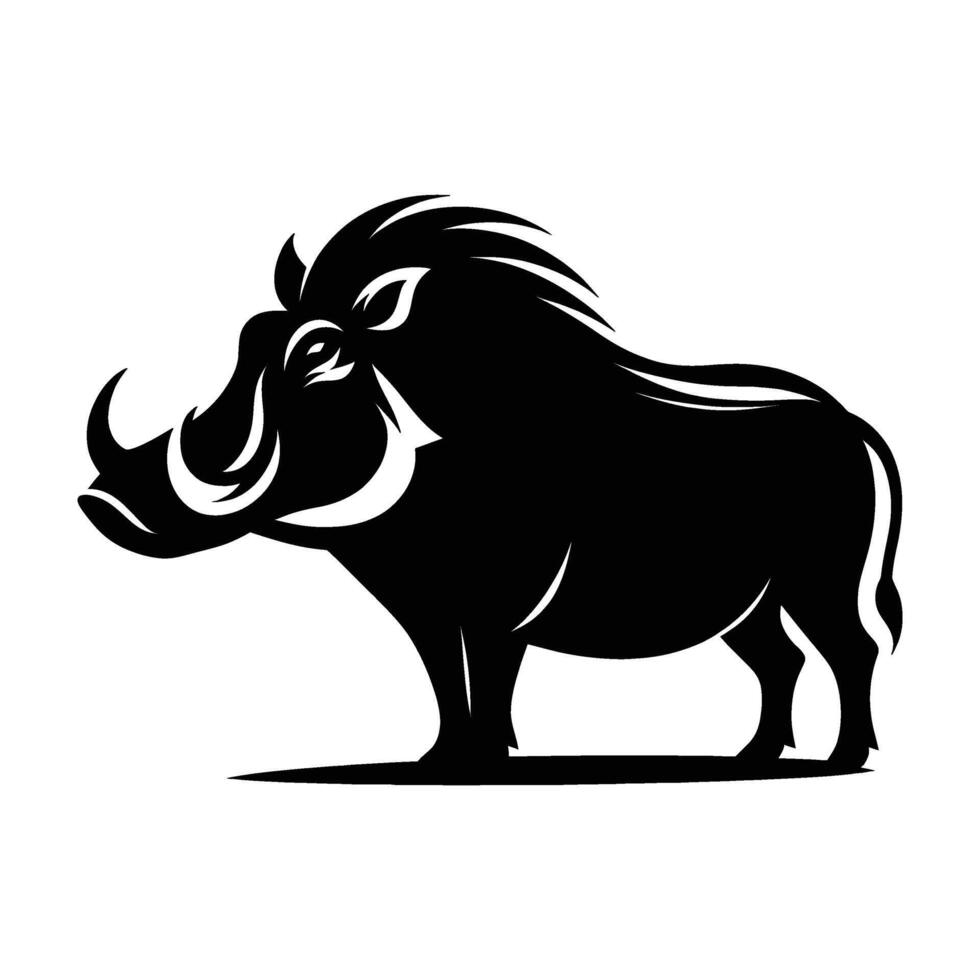 Warthog Outline against White Background vector