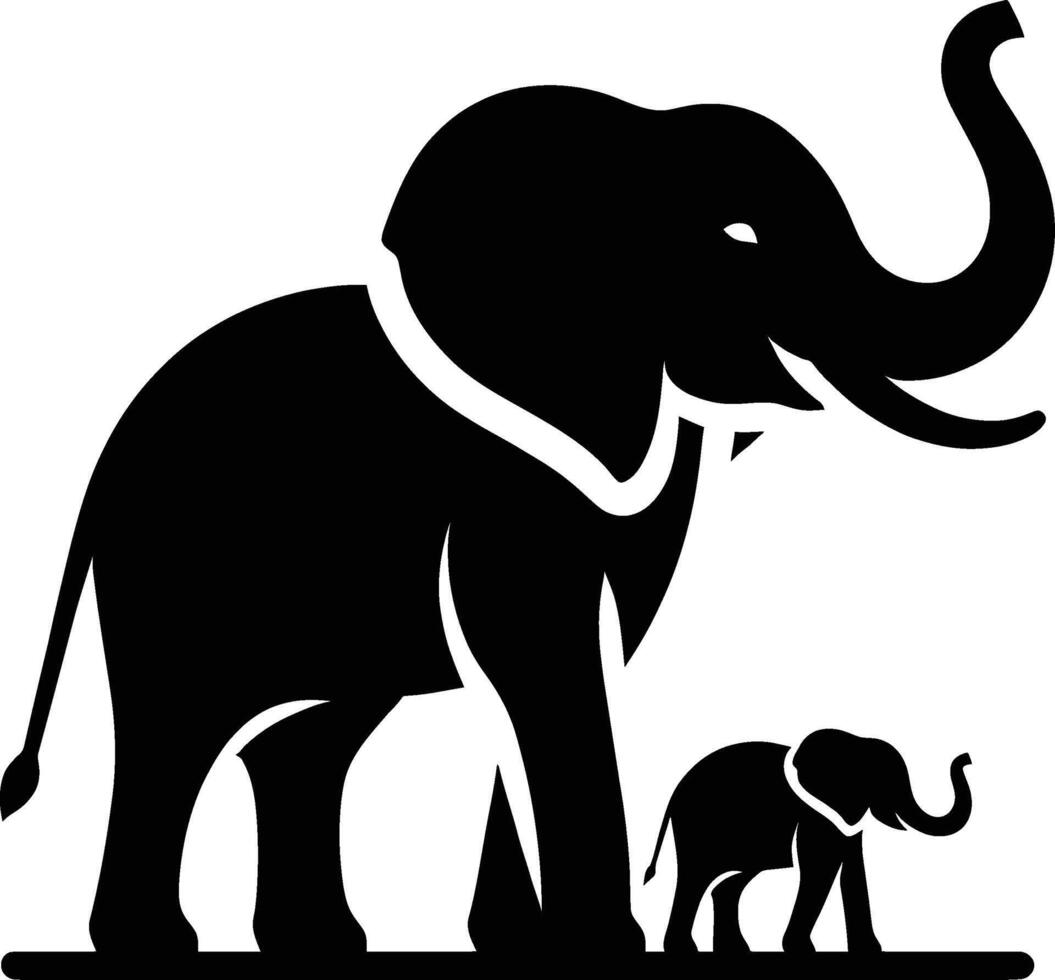 Elephant Silhouette in Profile Pose on White Background vector