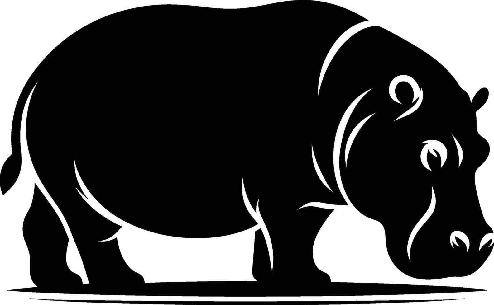 Powerfull Hippo Silhouette on White Background for Natural Style vector