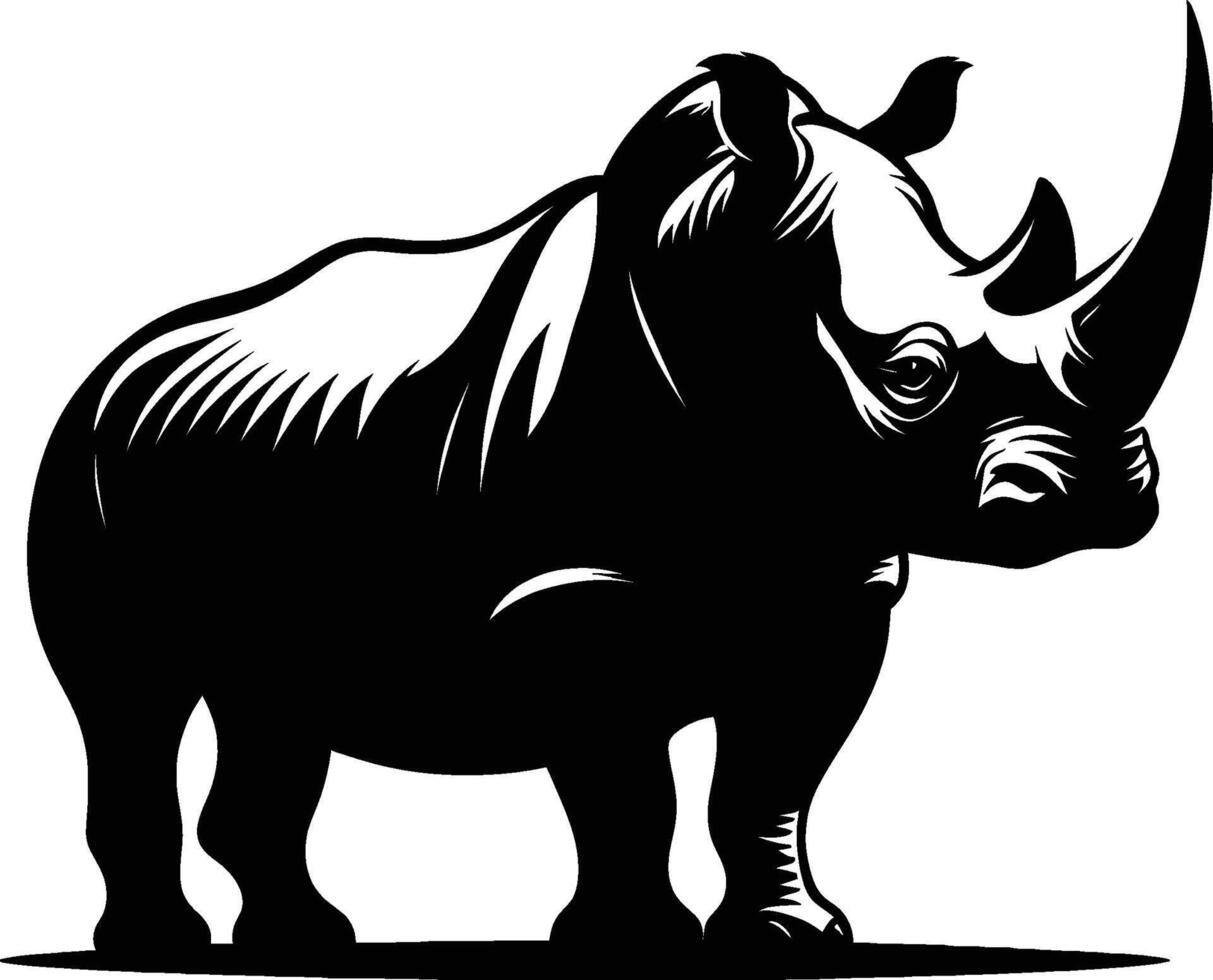 Bold Rhino Silhouette Walking on White Background vector