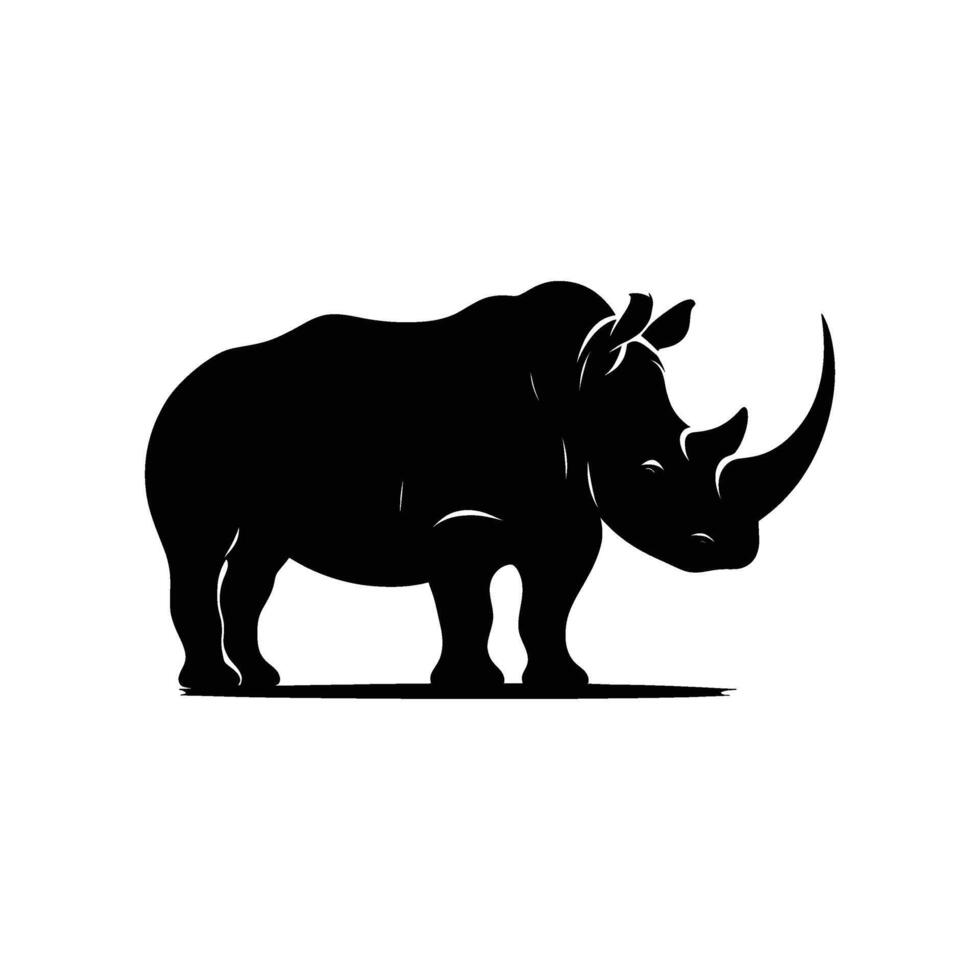 Artistic Rhino Silhouette on Clear White Canvas vector