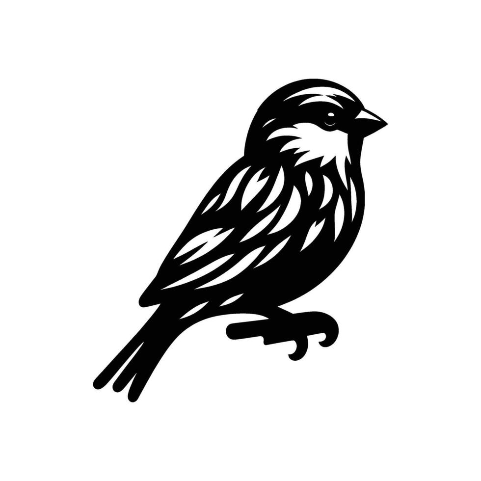 Sweet Sparrow Silhouette on a Snowy White Background vector