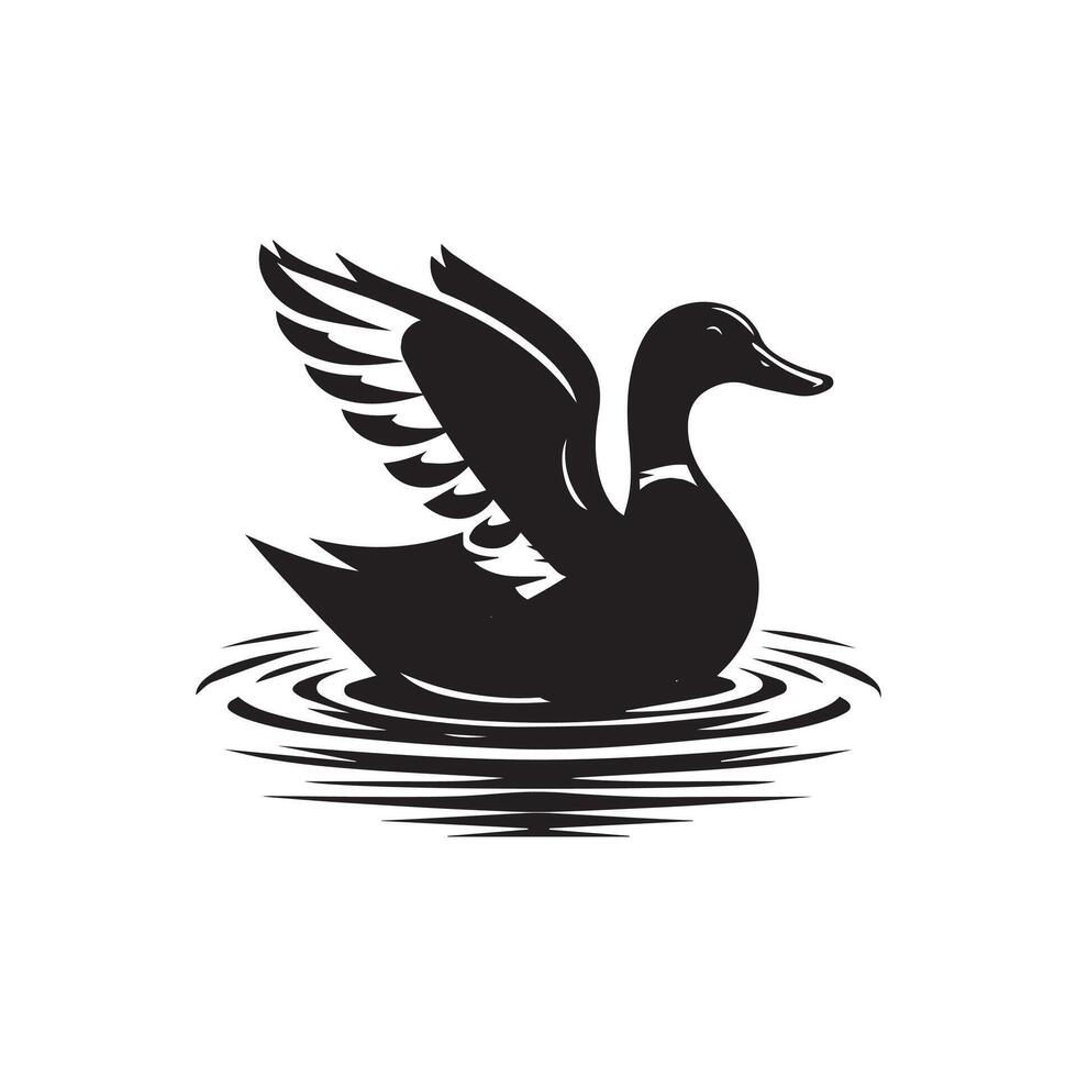 Modern Duck and Swan silhouette Style with white background vector