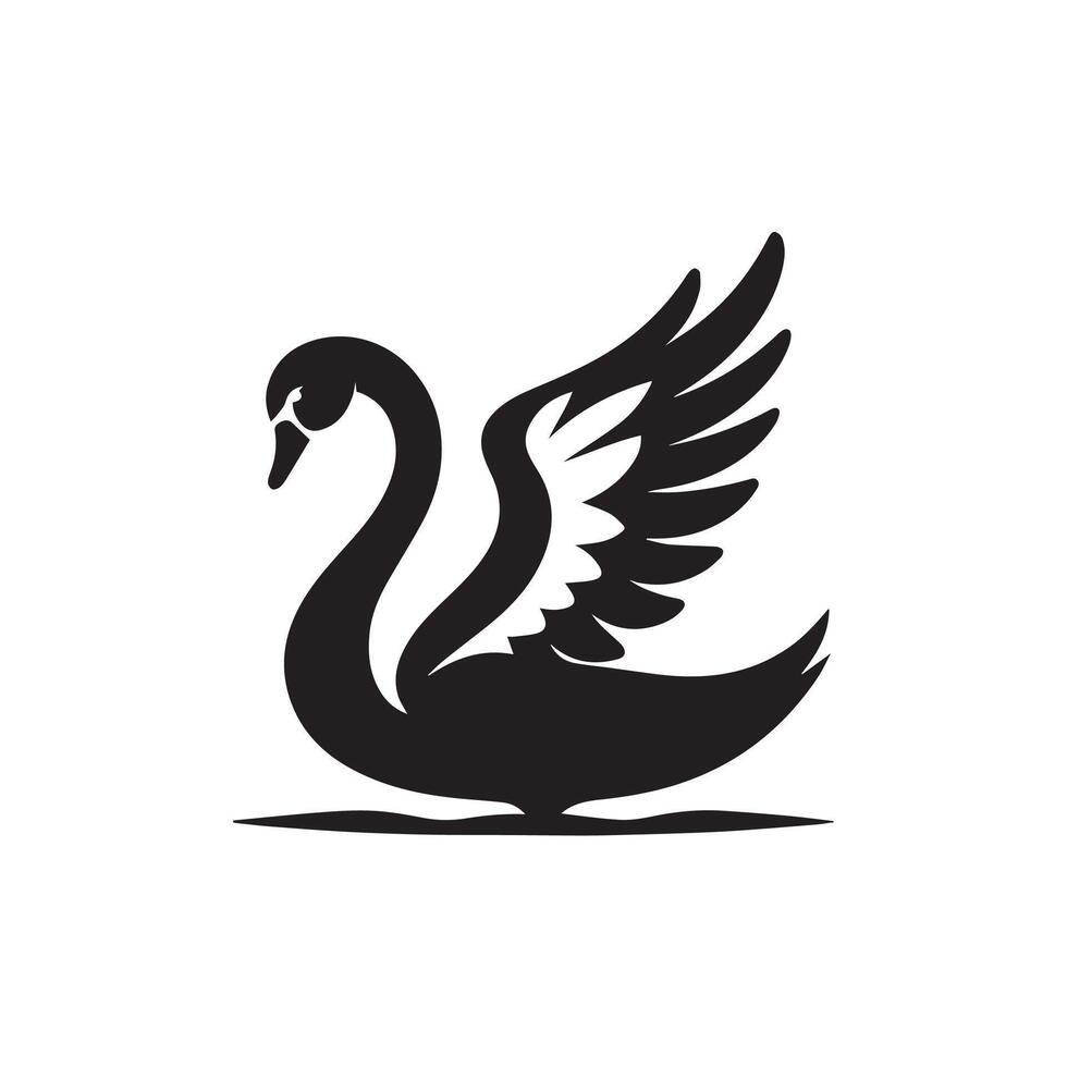 Creative simple Duck and Swan silhouette with white background vector
