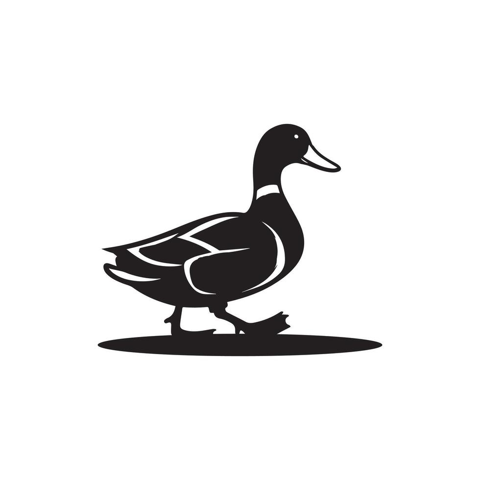 Creative simple Duck and Swan silhouette Style with white background design vector