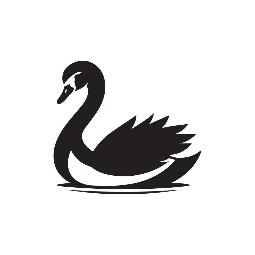 New Creative simple Duck and Swan silhouette Style with white background vector
