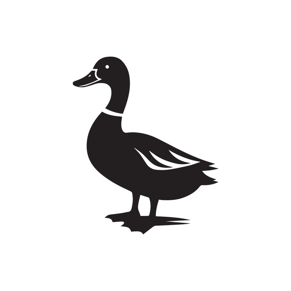 Creative simple Duck and Swan silhouette Style with white background template vector