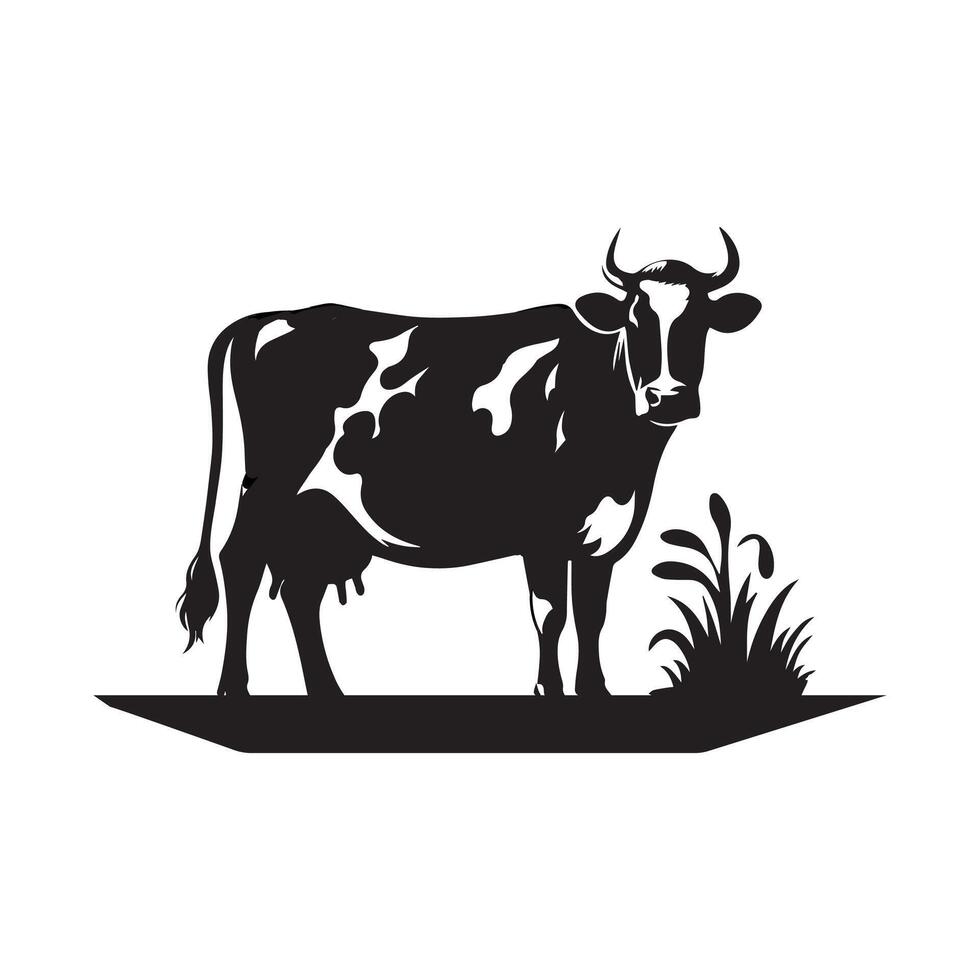 Modern Simple Cow silhouette Style with white background design vector
