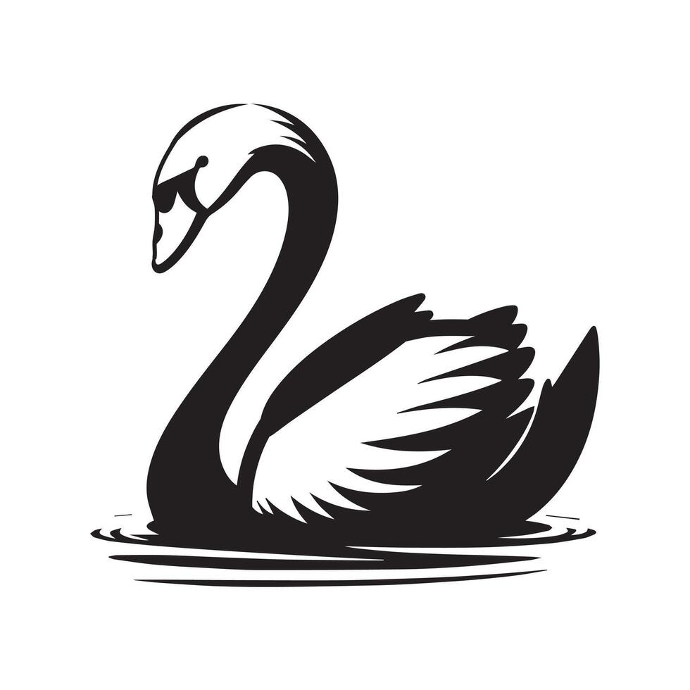 New Duck and Swan silhouette Style with white background vector