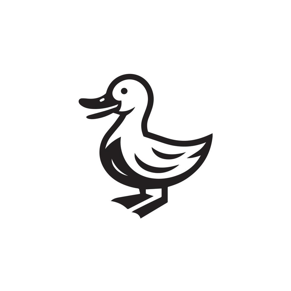 Creative Cartoon simple Duck and Swan silhouette Style with white background vector