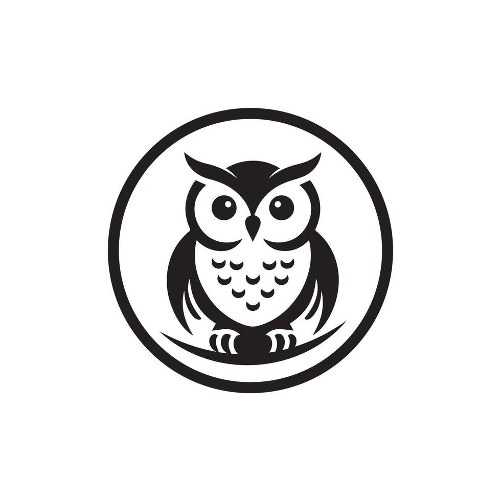 simple Owl Bird silhouette Style with white background vector