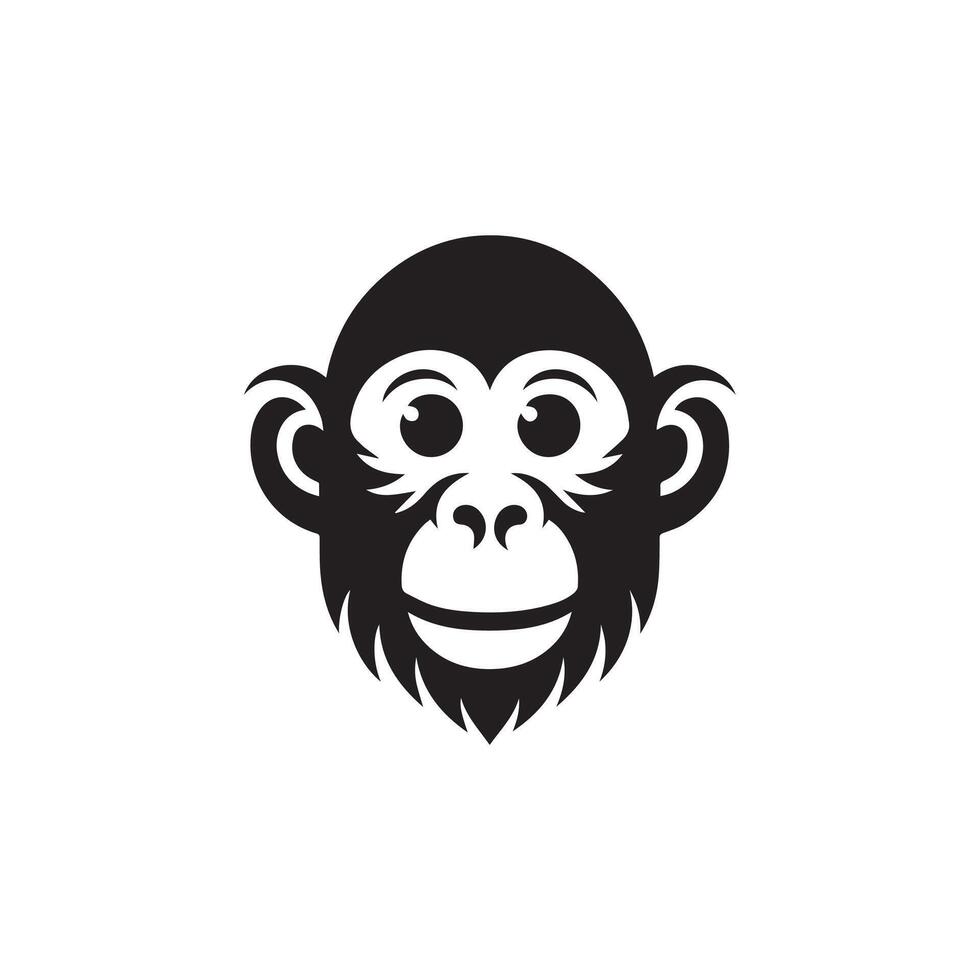 Creative simple monkey face silhouette Style with white background design vector