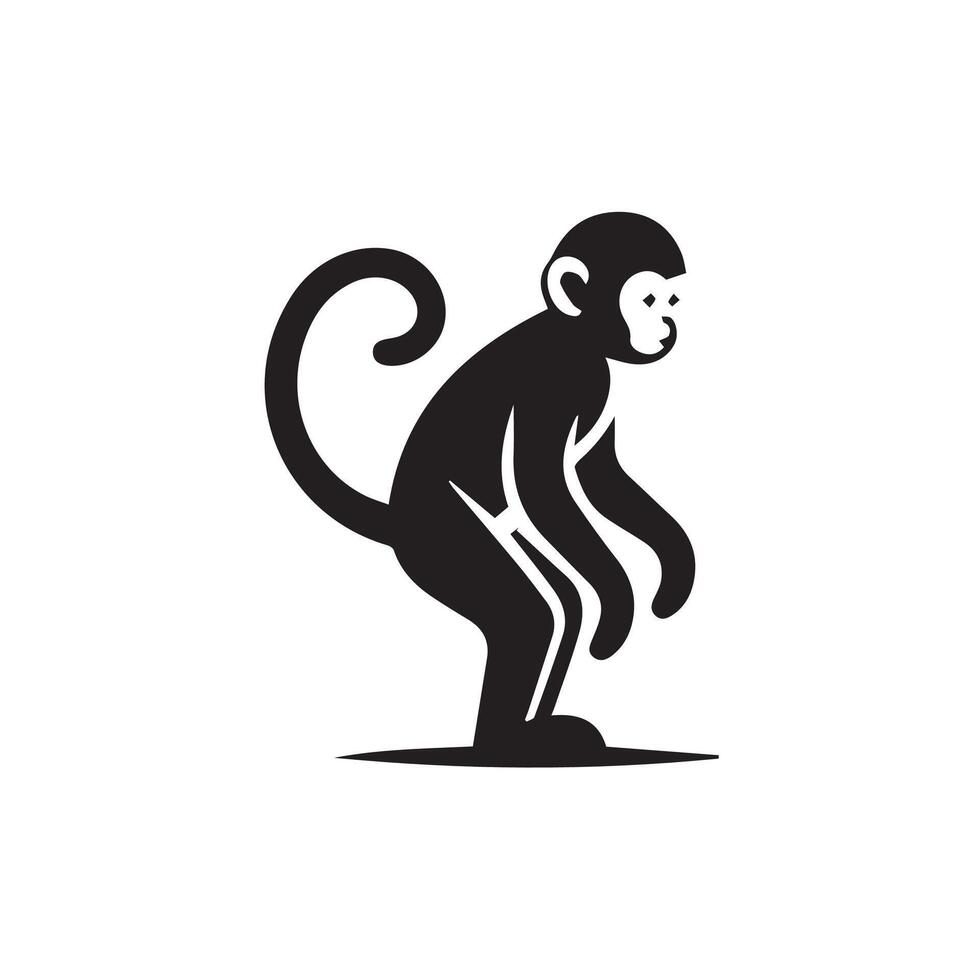 simple modern monkey silhouette Style with white background vector