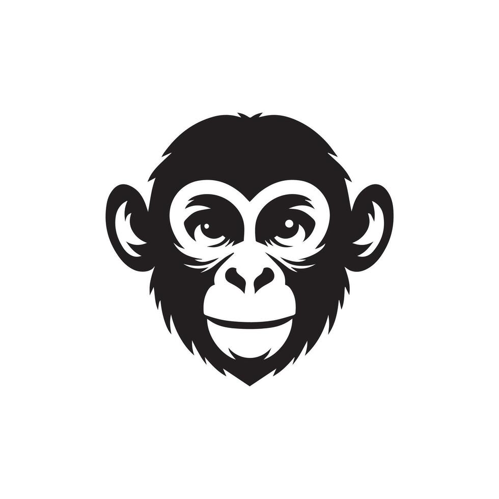 Creative modern simple monkey face silhouette Style with white background vector