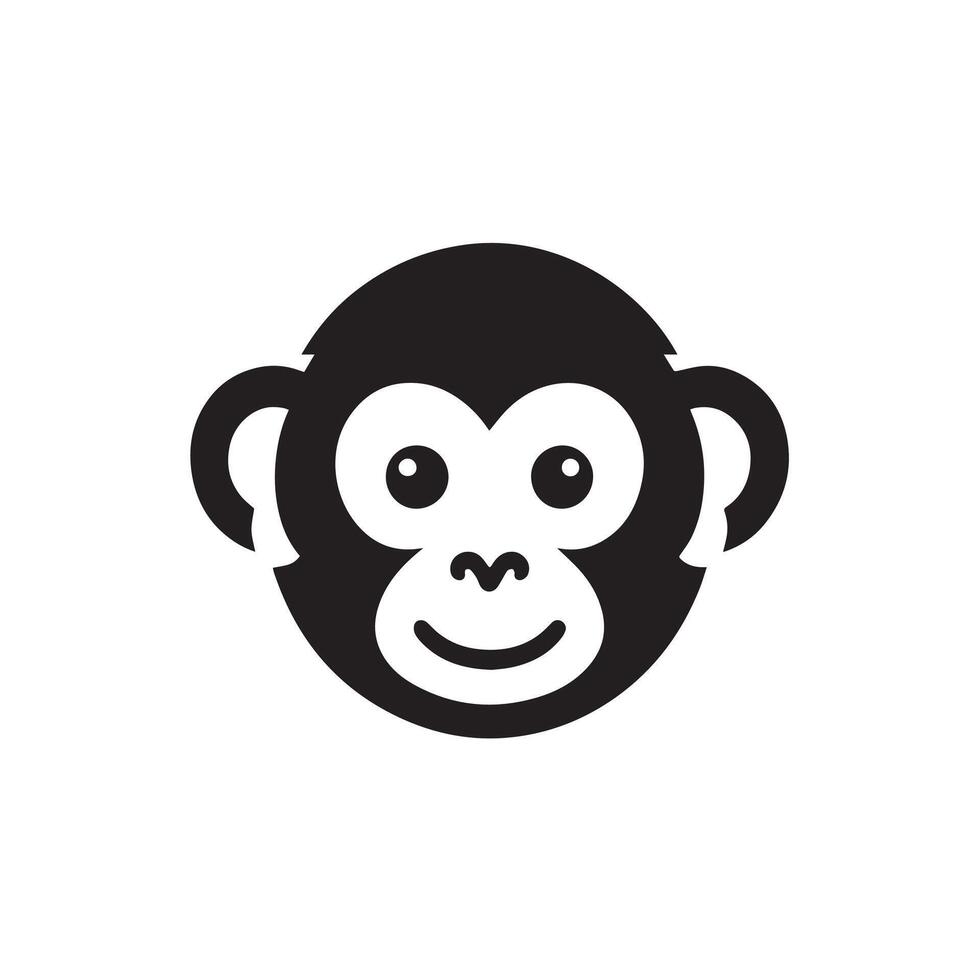 Creative monkey face silhouette Style with white background vector