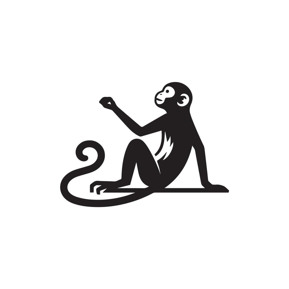 new monkey silhouette Style with white background design vector
