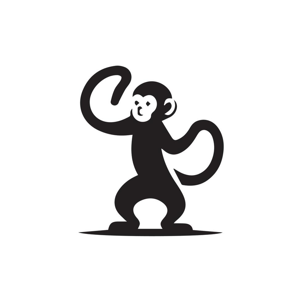 simple modern monkey silhouette Style with white background design vector