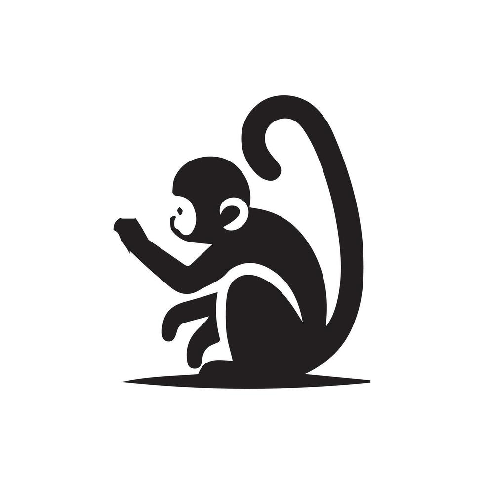 new monkey silhouette Style with white background vector