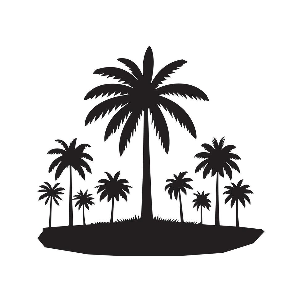 Creative Palm tree silhouette Style with white background vector