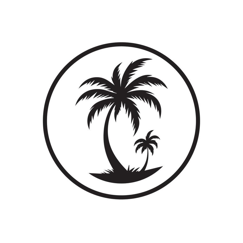 Creative modern simple Palm tree silhouette Style with white background vector