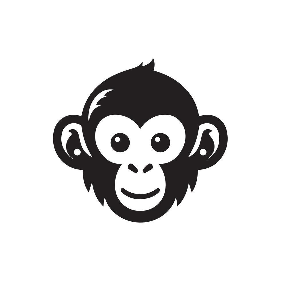 Creative simple monkey face silhouette Style with white background vector