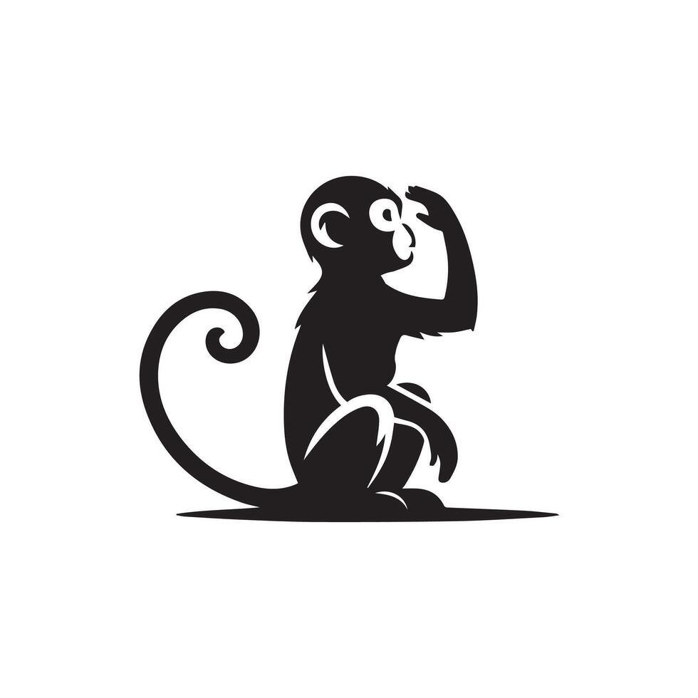 simple monkey silhouette Style with white background design vector