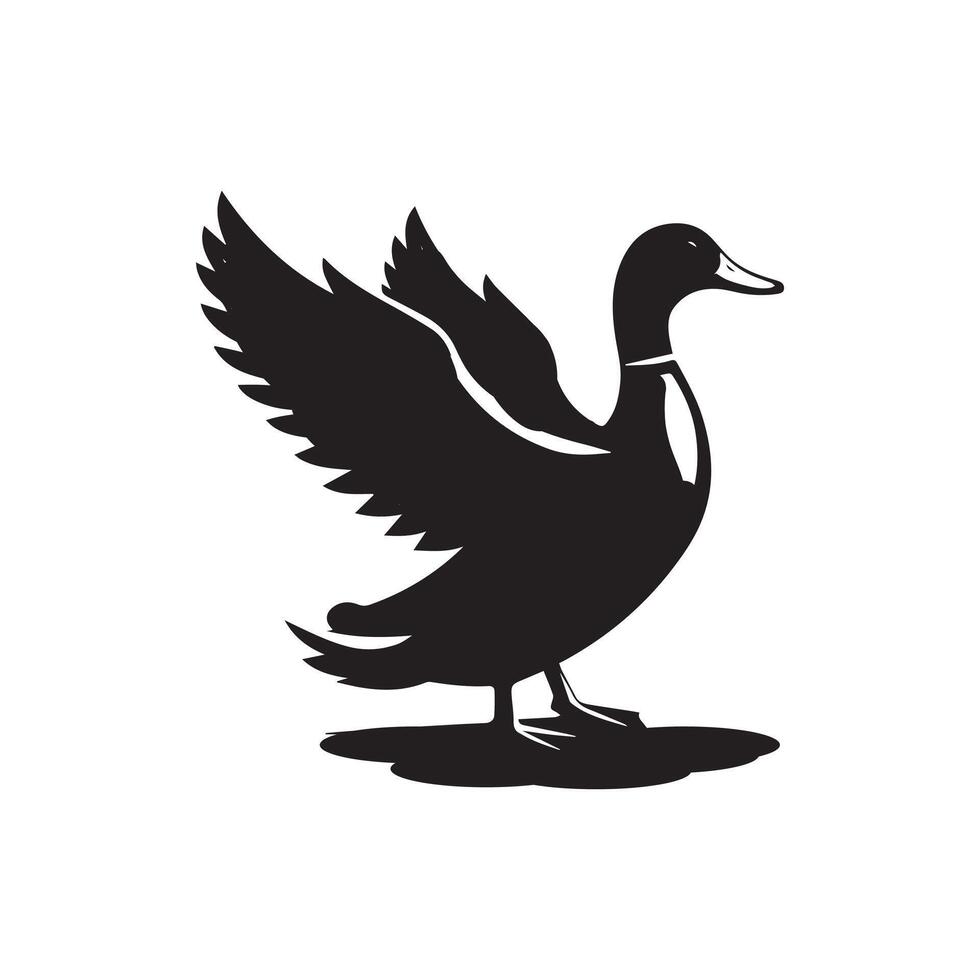 simple Duck and Swan silhouette Style with white background vector