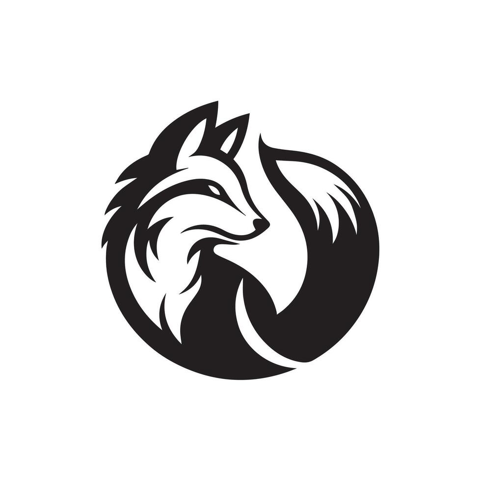 Creative modern simple Fox silhouette Style with white background design vector