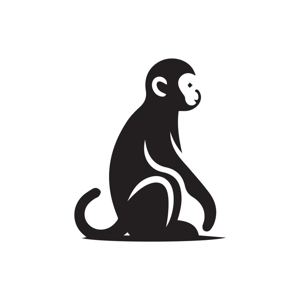 Creative modern simple monkey silhouette Style with white background design vector