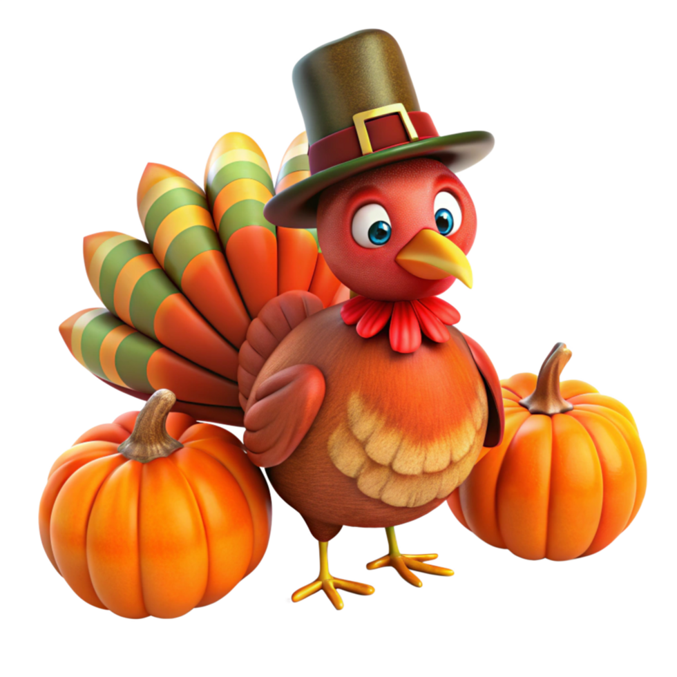 Festive Thanksgiving Turkey and Pumpkin Scene png