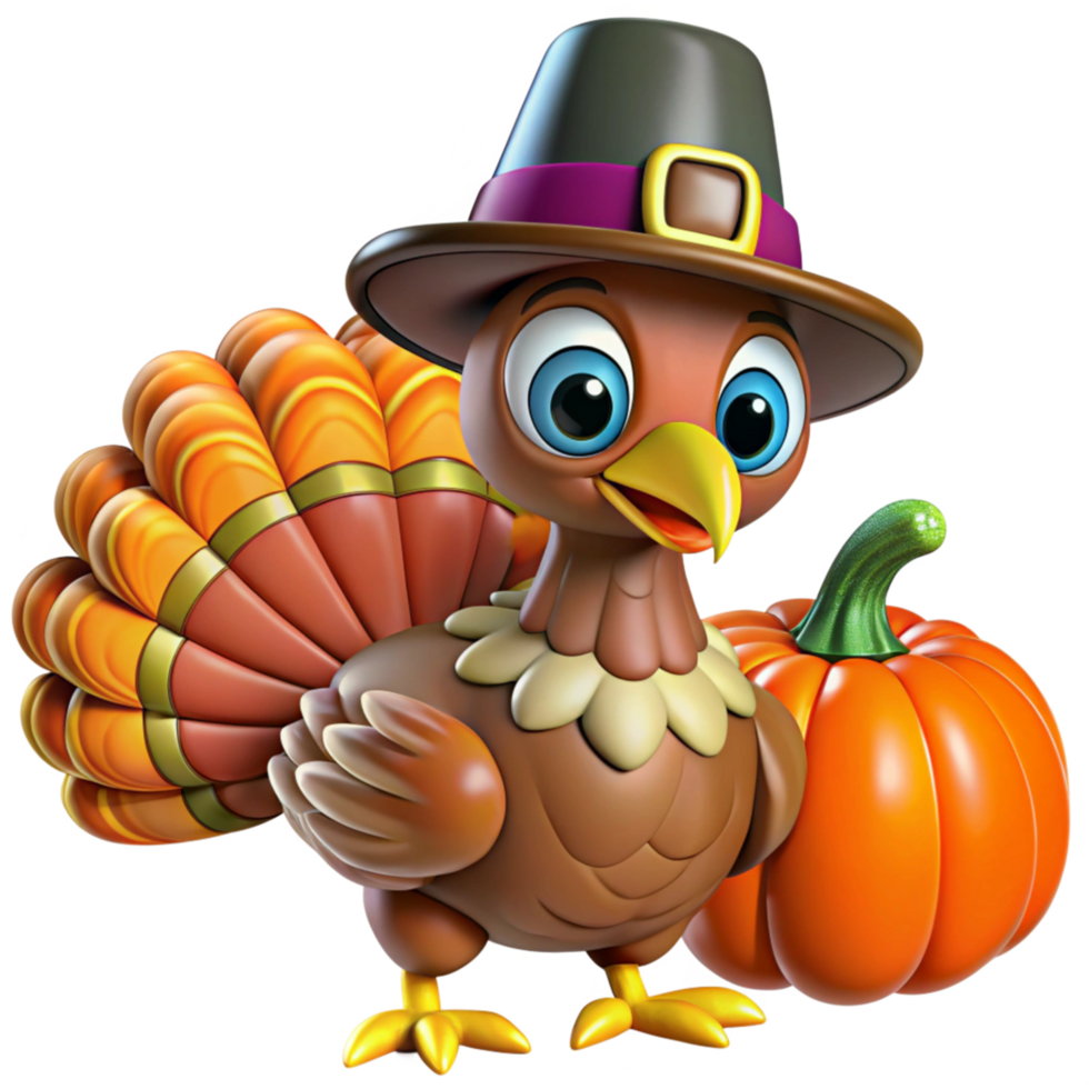 Turkey with Pumpkin for Thanksgiving Decoration png