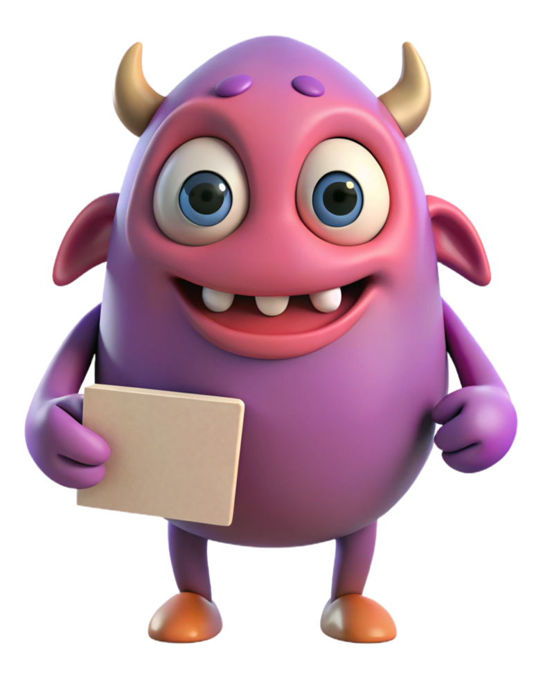 Funny Monster Holding Signboard for Custom Greetings png
