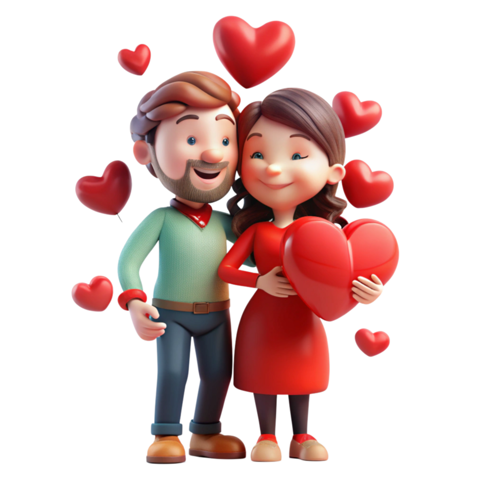 Happy Couple Embracing with Heart Symbol png