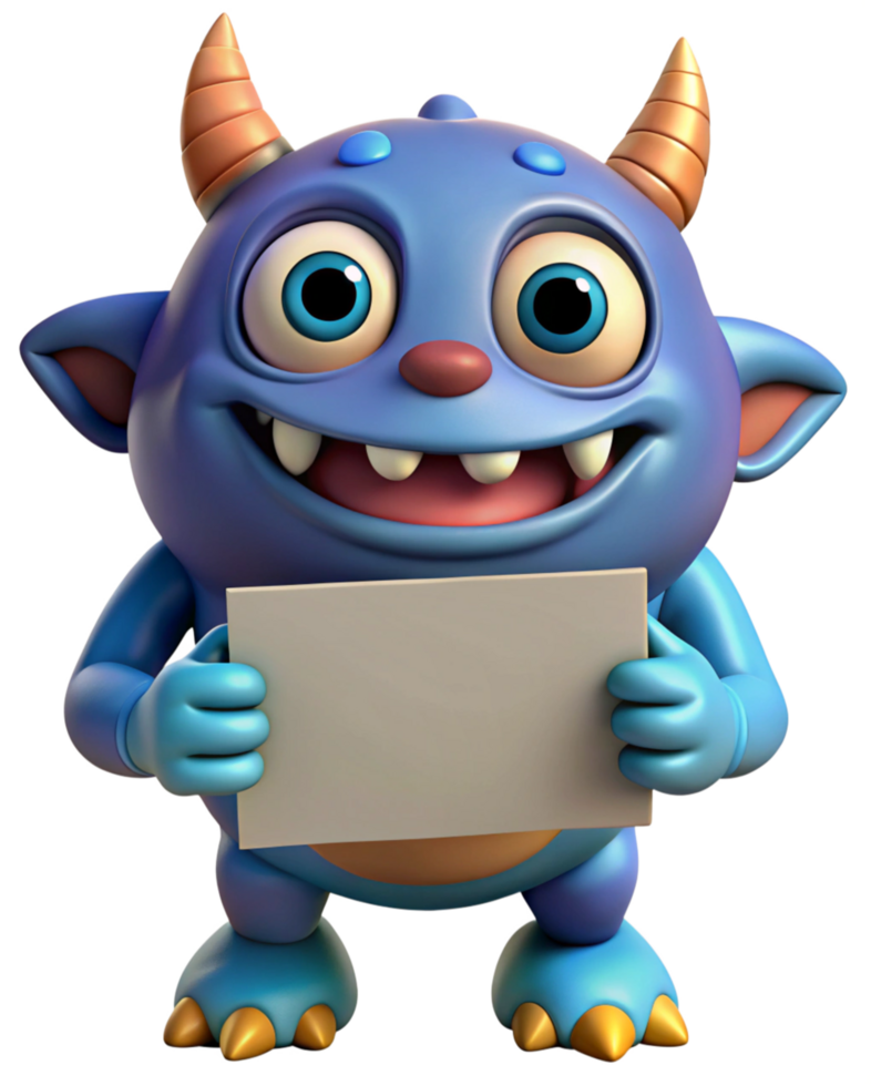 Charming Monster Character with Signboard png