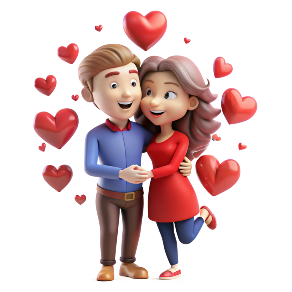 Romantic Couple with Heart-Shaped Love Decor png