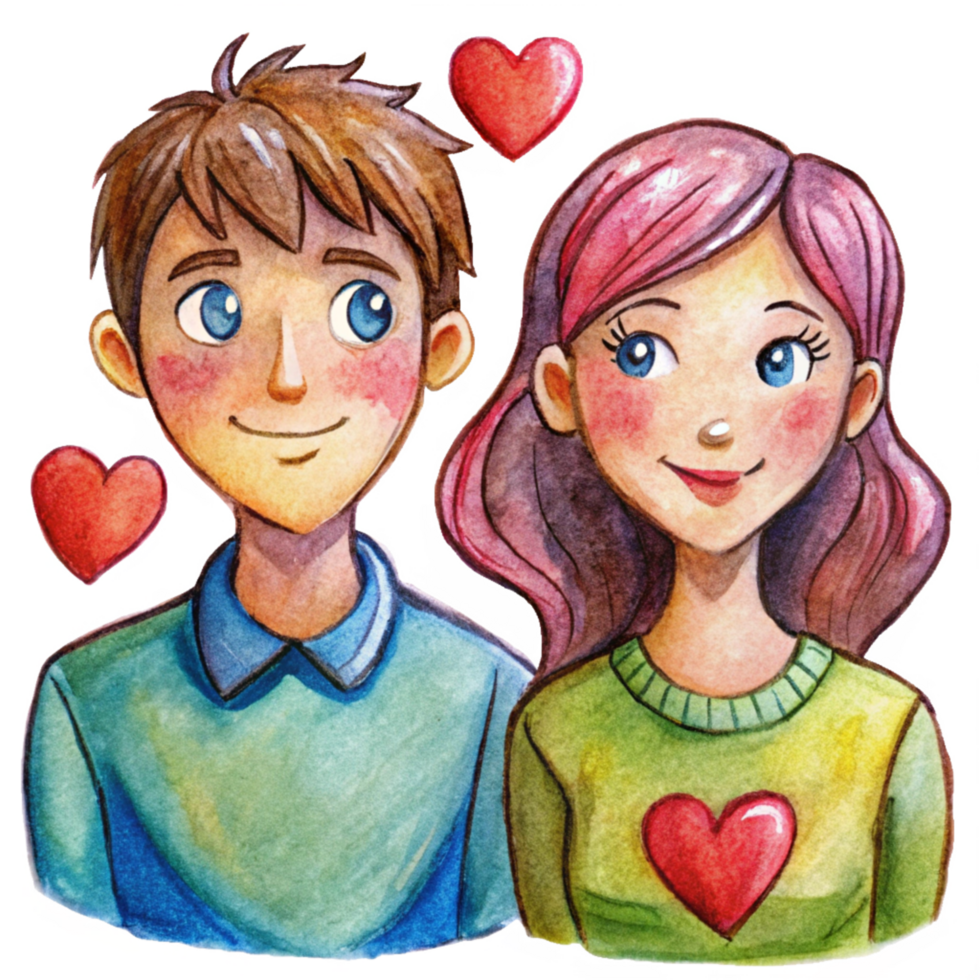 Couple Embracing with Heart Symbol Decor png