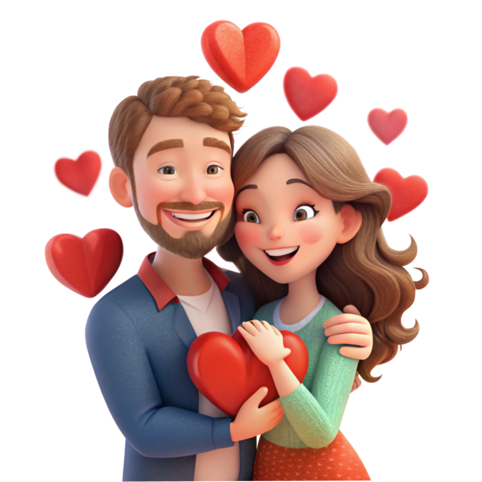 Lovely Couple with Heart Decor in Background png