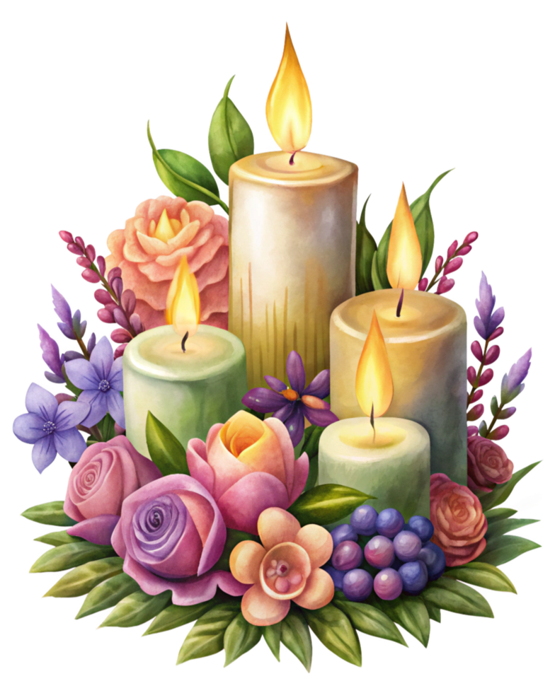 Soft Floral Candle Arrangement for Events png