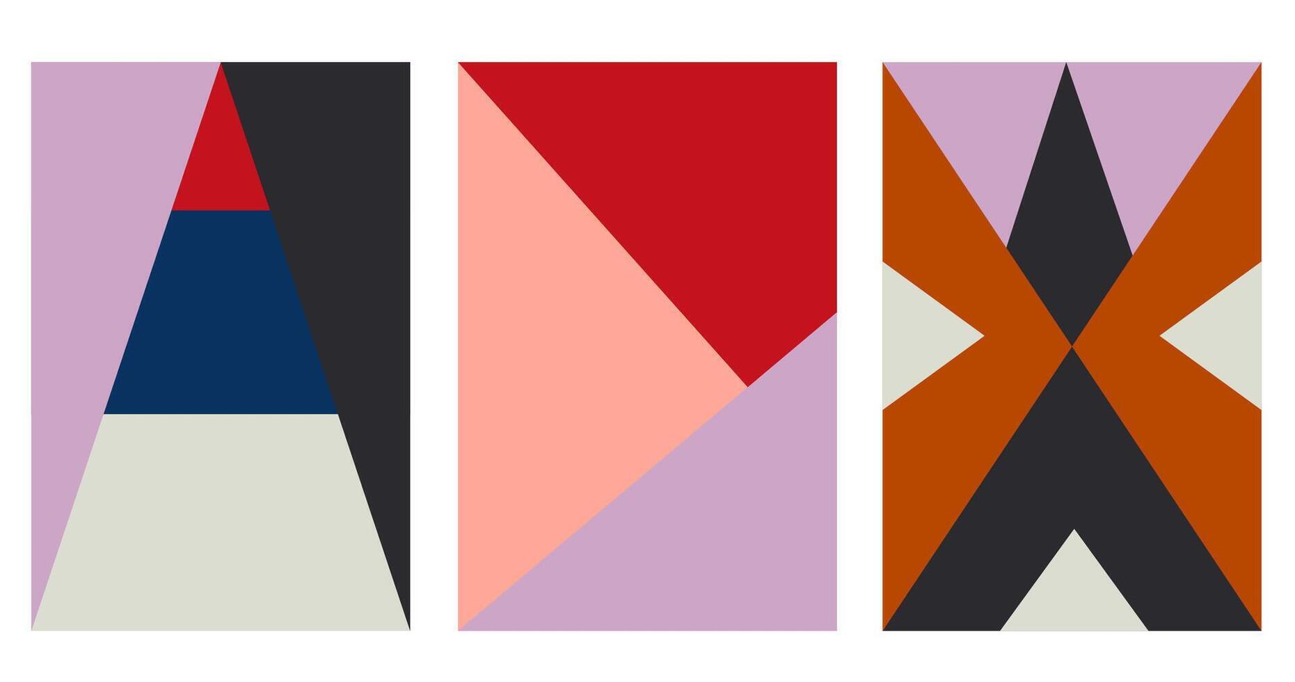 Abstract geometric poster collection. Modern background design set in trendy colors. Modern wall decor vector