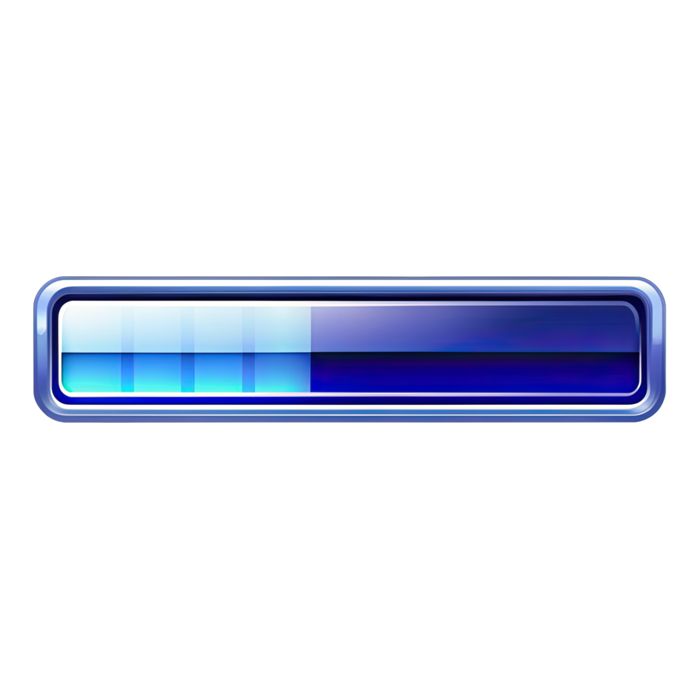 A blue progress bar loading icon with a transparent background. png