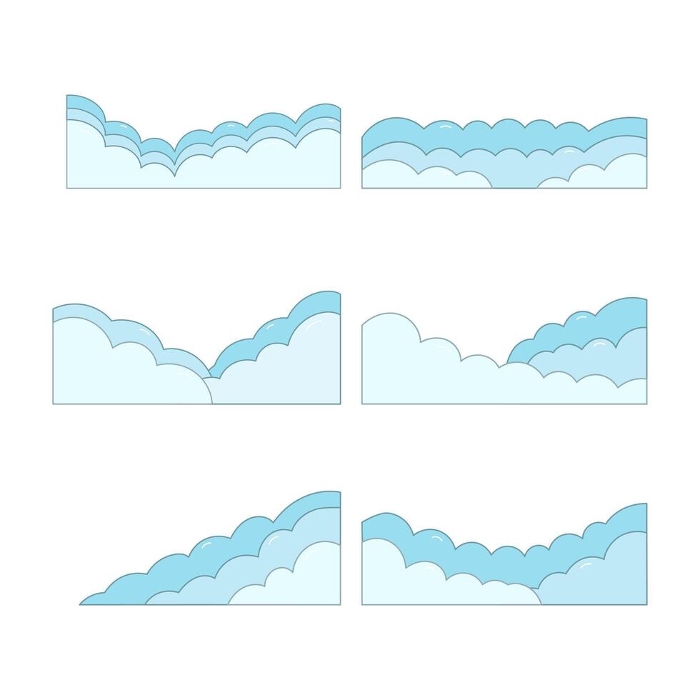 Cloud corner border icon collection. flat style elements. cartoon isolated illustration vector