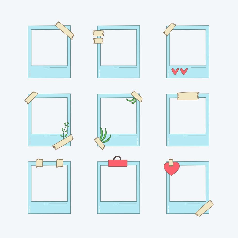 Polaroid frame icon collection. flat style elements. cartoon isolated illustration vector