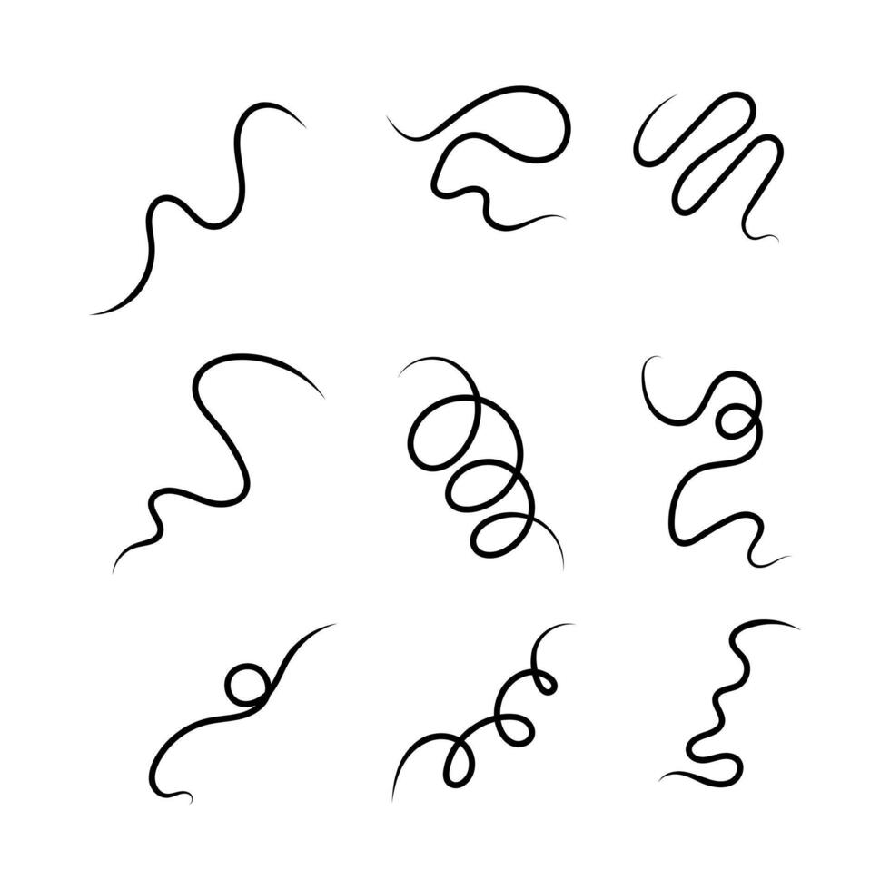 Abstract squiggle decorative icon collection. outline style. isolated element illustration vector