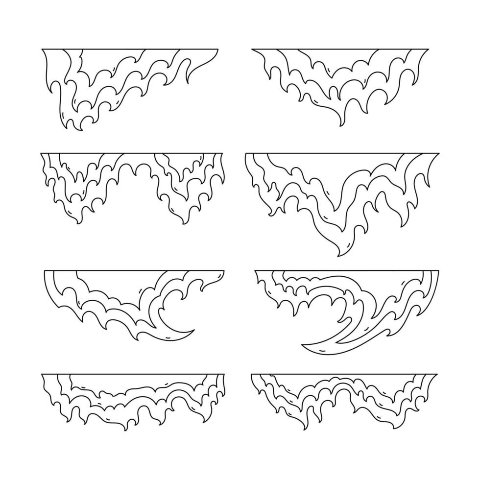 Fire icon collection. outline style. isolated element illustration vector