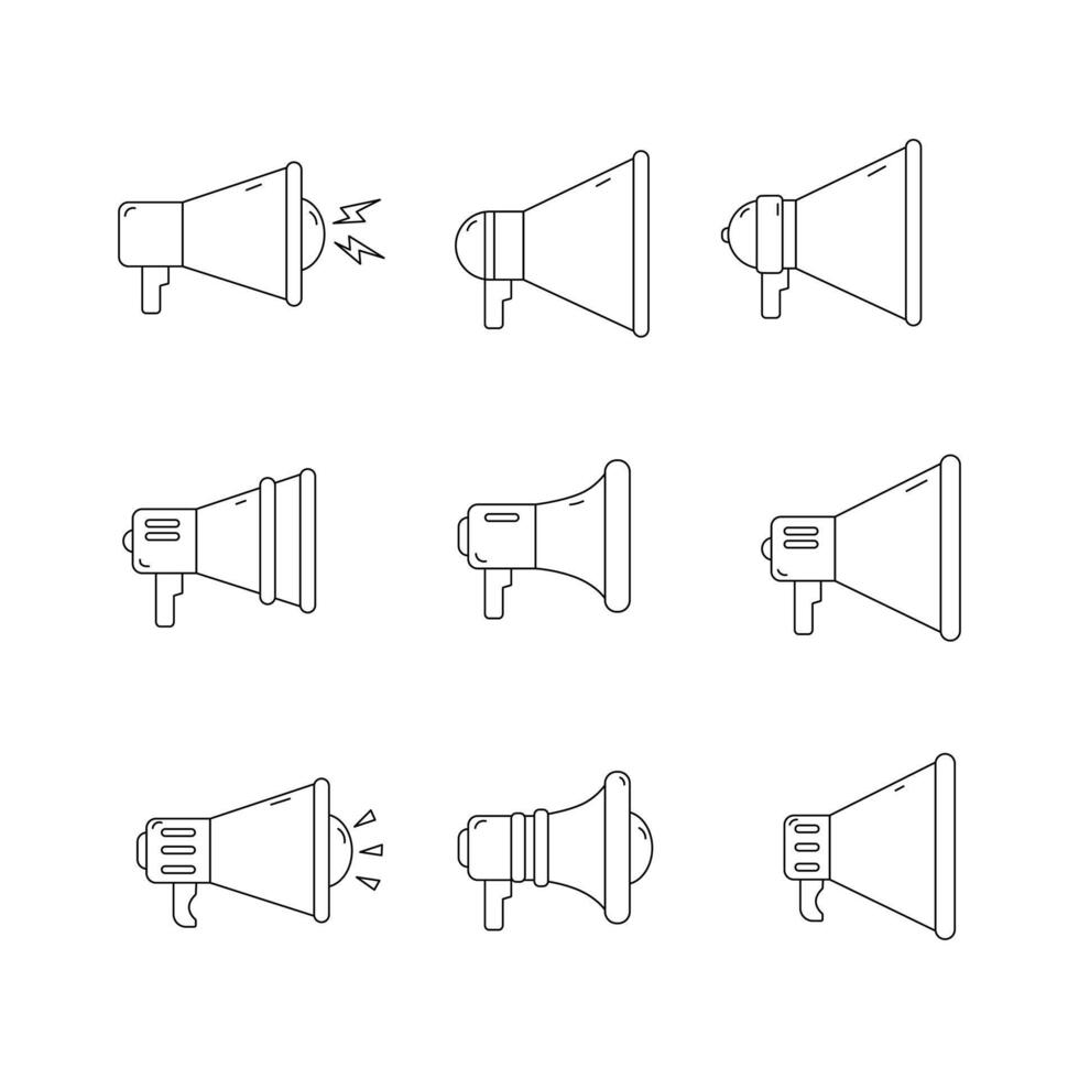 Megaphone line icon collection. outline style. isolated illustration vector