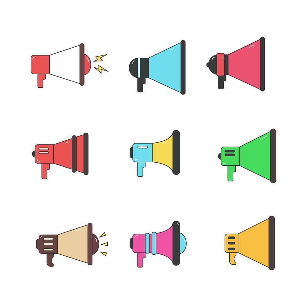 Megaphone icon collection. flat style elements. cartoon isolated illustration vector