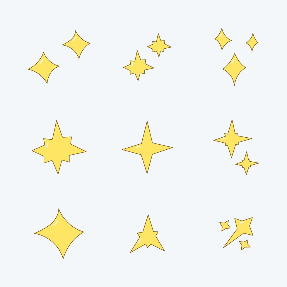 Yellow sparkle icon collection. flat style elements. cartoon isolated illustration vector