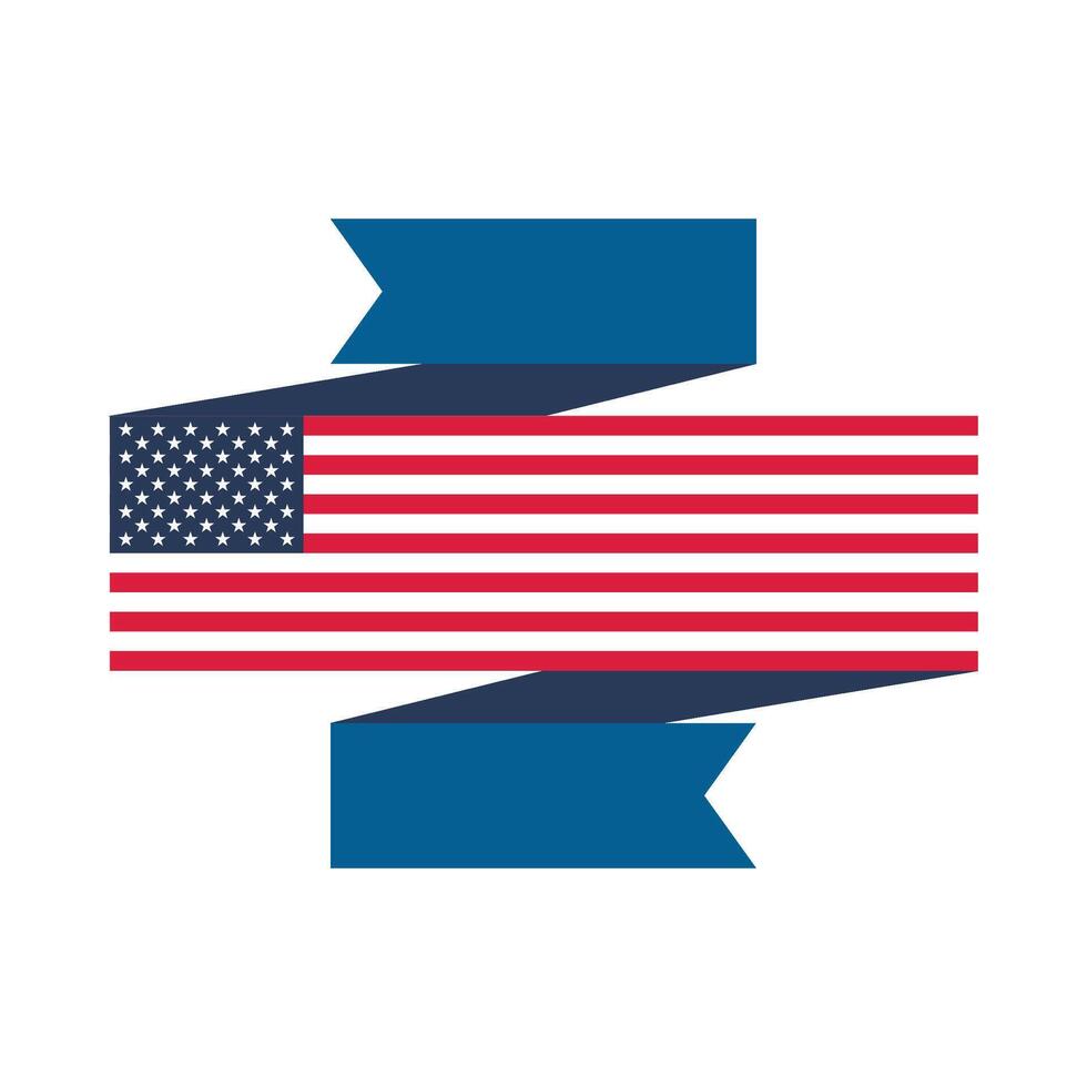 Ribbon and flag for USA patriotic holiday and event vector