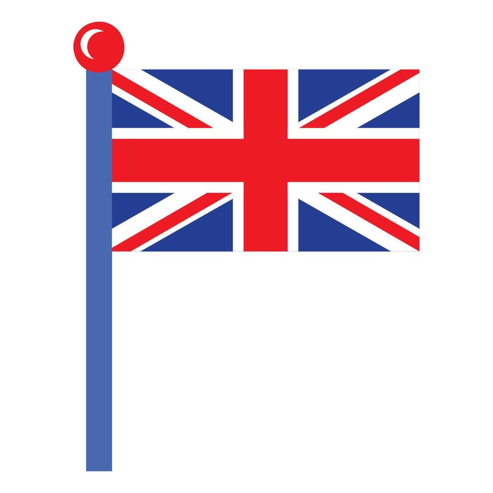 Flag on flagpole in colors of UK flag vector